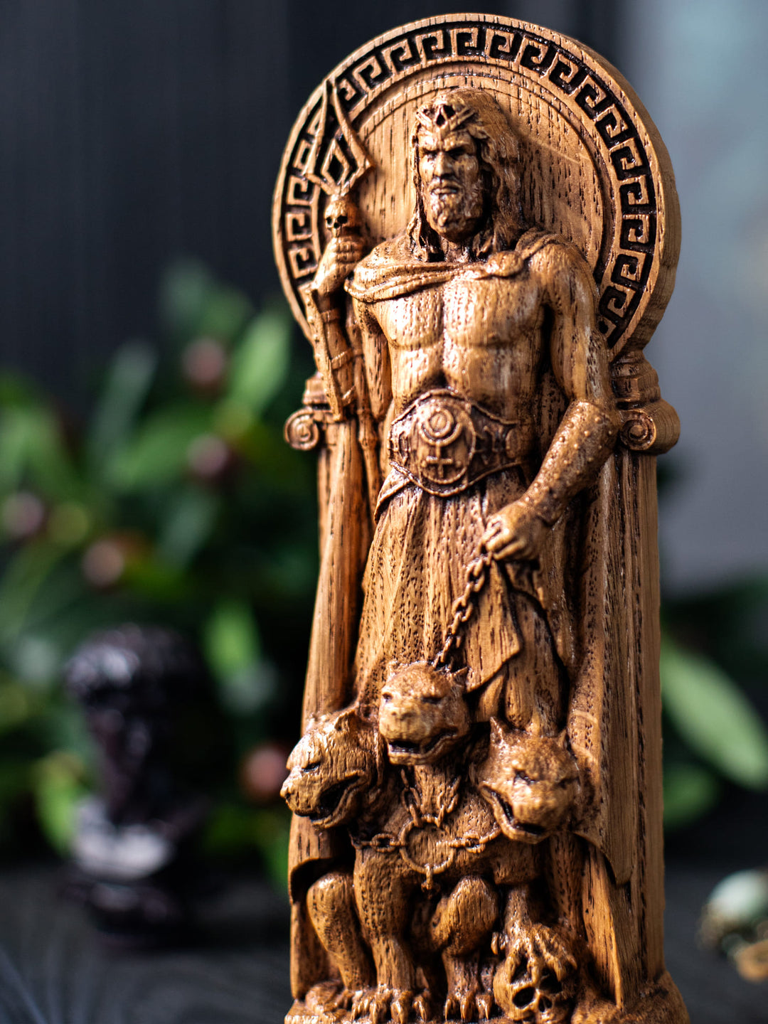 Hades Statuette - Greek God of Underworld with Bident and Cerberus