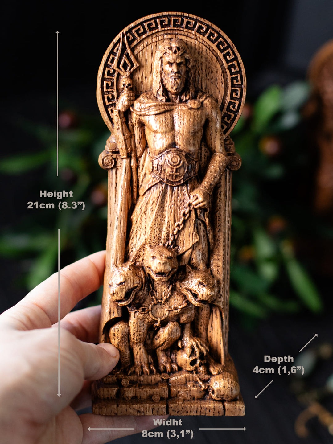 Hades Statuette - Greek God of Underworld with Bident and Cerberus