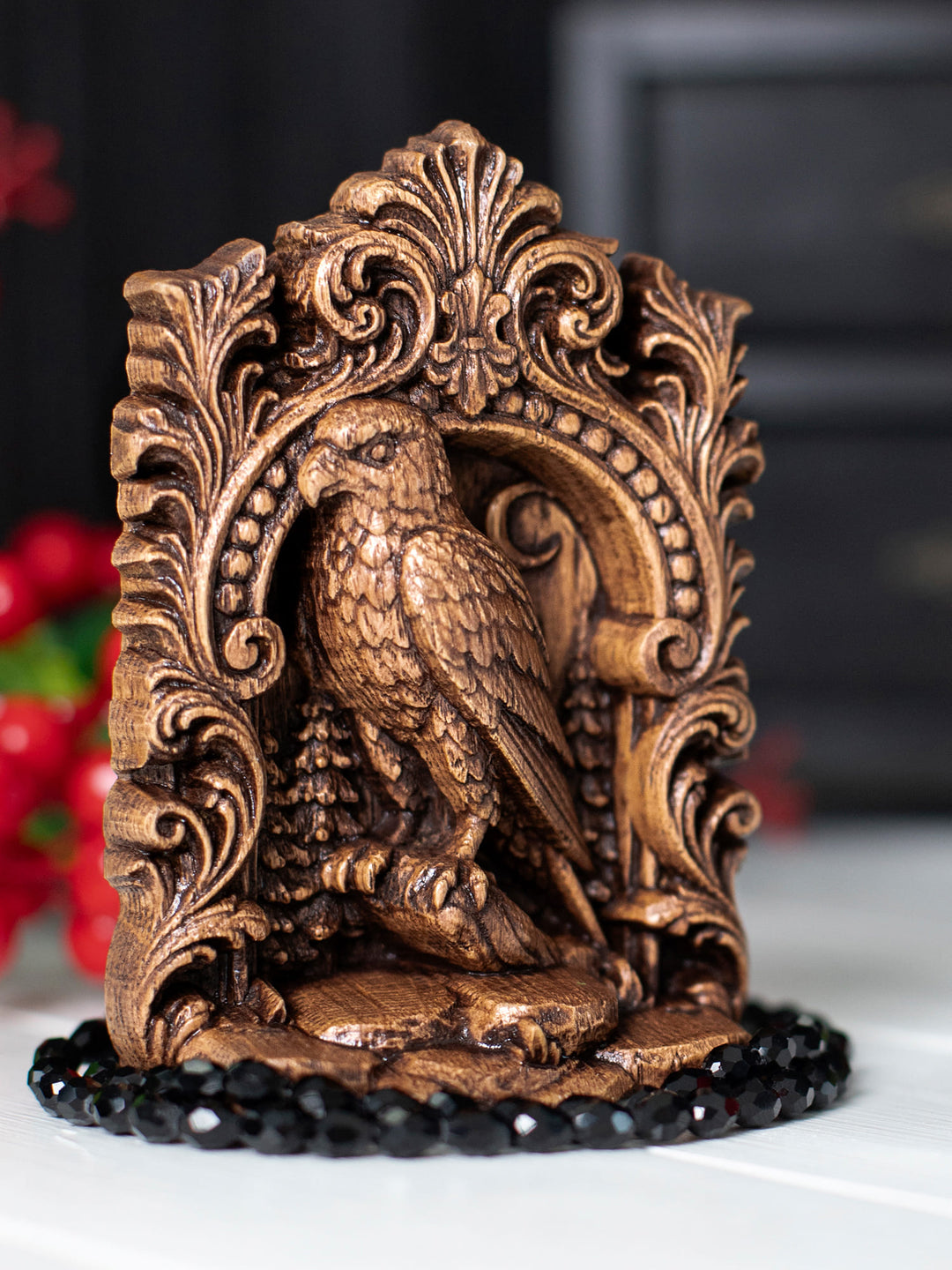 Hawk Totem Statue – Wooden Hawk Spirit Animal & Sky Guardian