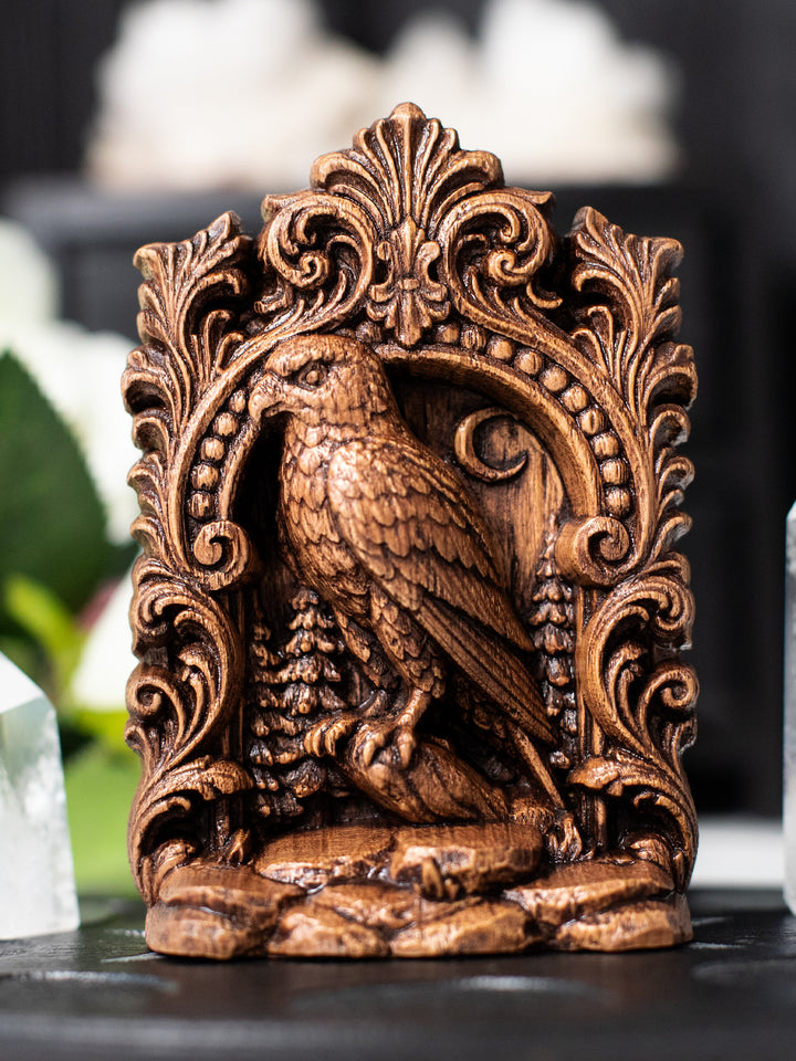 Hawk Totem Statue – Wooden Hawk Spirit Animal & Sky Guardian