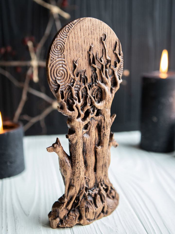 Greek Goddess Hecate Key Oak Statue | Blagowood