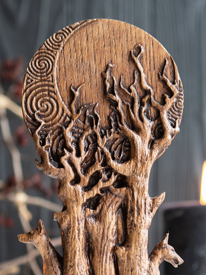 Greek Goddess Hecate Key Oak Statue | Blagowood