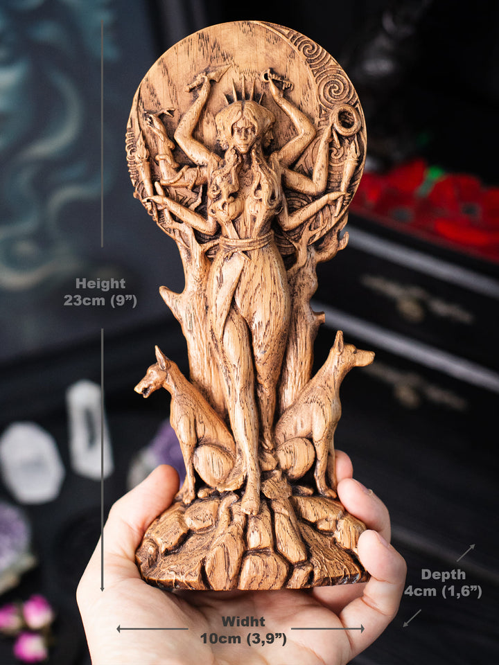 Greek Goddess Hecate Key Oak Statue | Blagowood