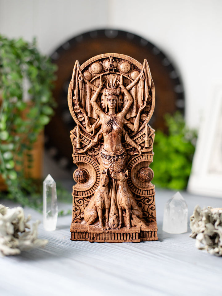 Hekate Wooden Statue: Magic Crossroads