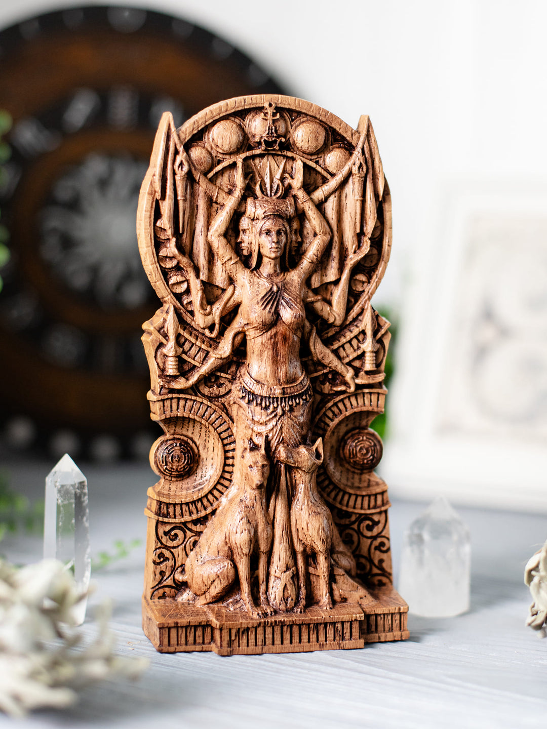Hekate Wooden Statue: Magic Crossroads