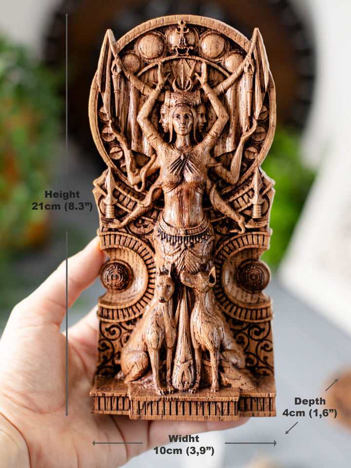 Hekate Wooden Statue: Magic Crossroads
