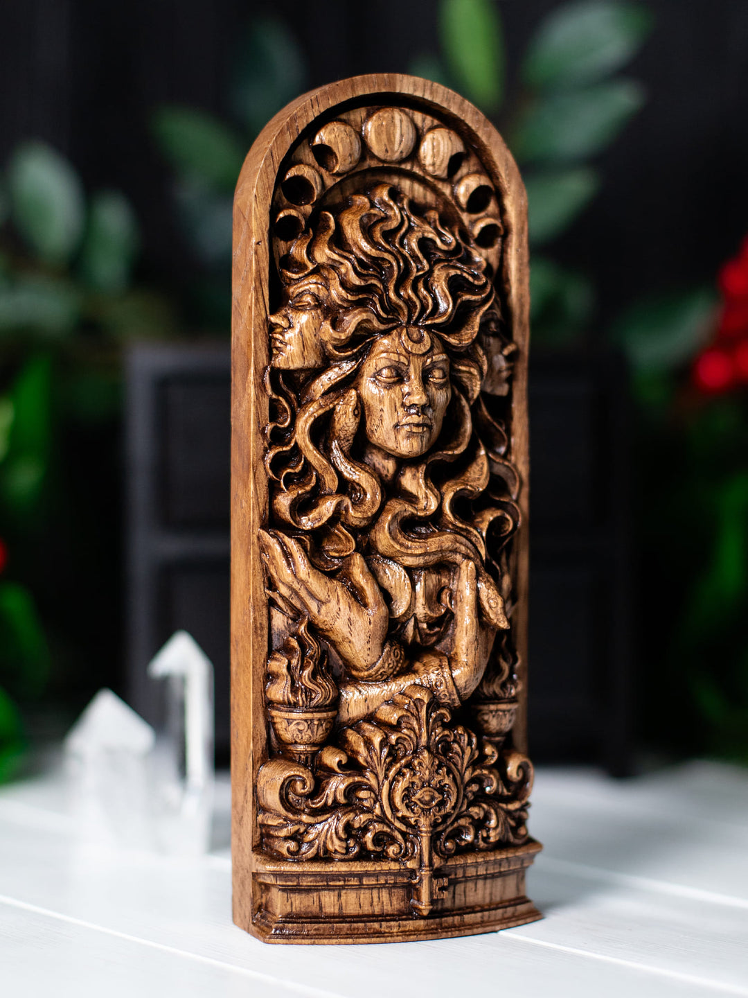 Hekate Triple Goddess Wooden Bust