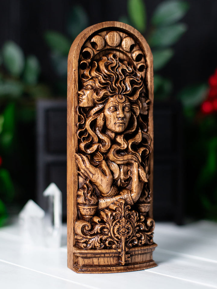 Hekate Triple Goddess Wooden Bust