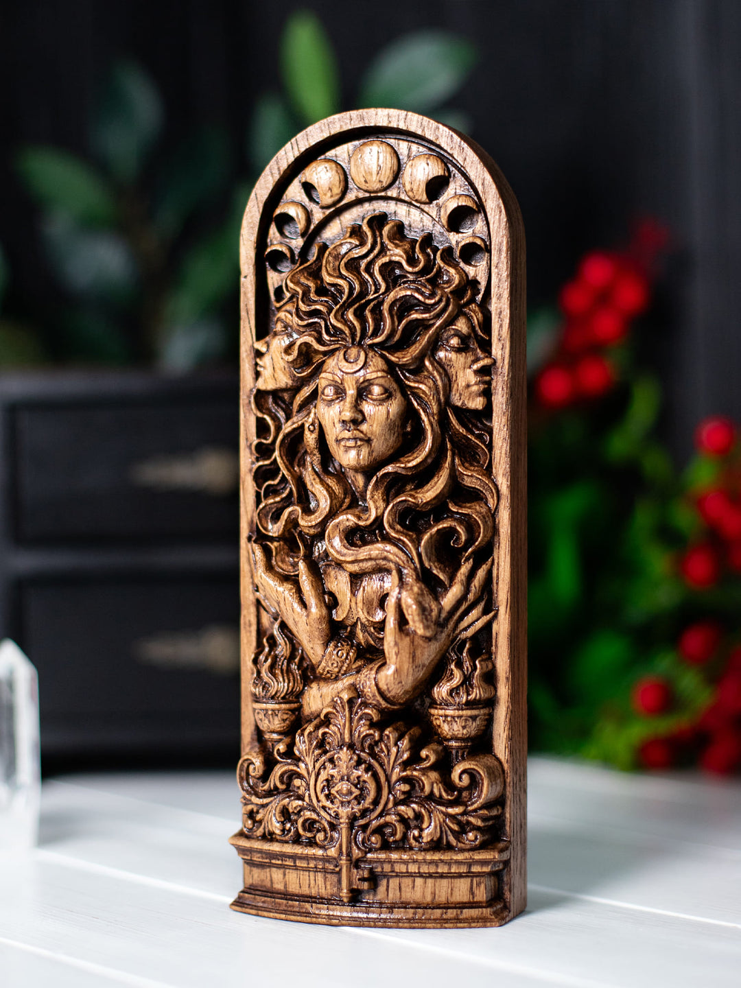 Hekate Triple Goddess Wooden Bust