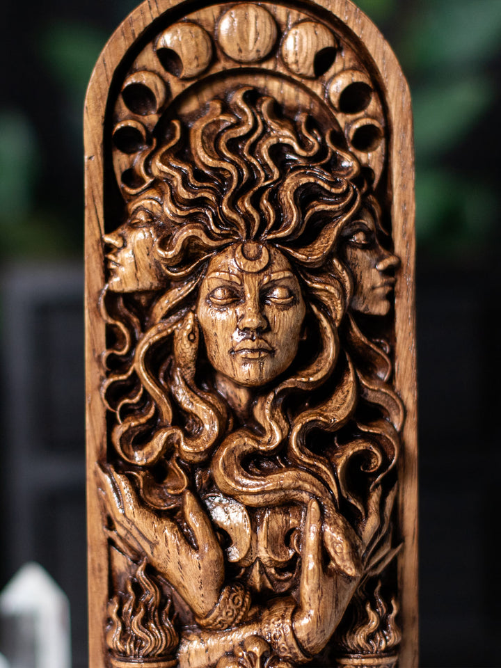 Hekate Triple Goddess Wooden Bust