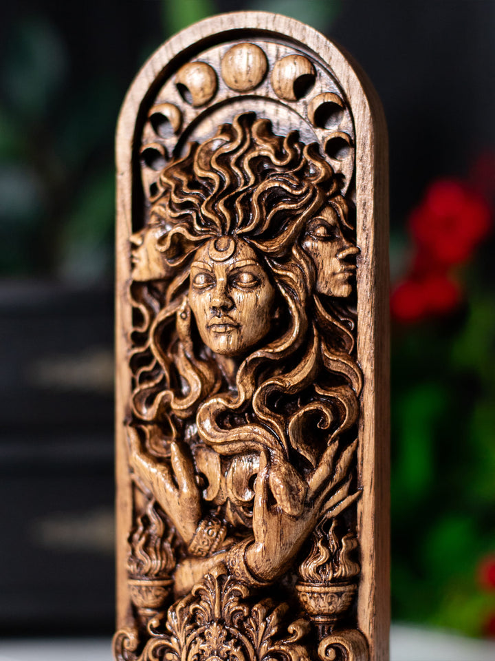 Hekate Triple Goddess Wooden Bust