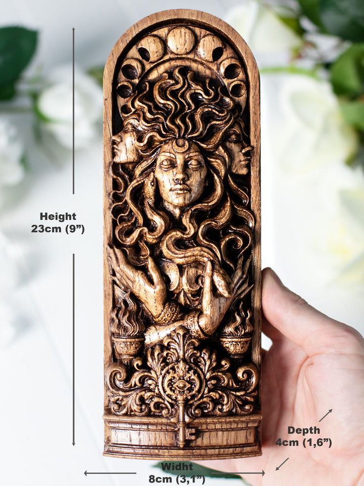 Hekate Triple Goddess Wooden Bust