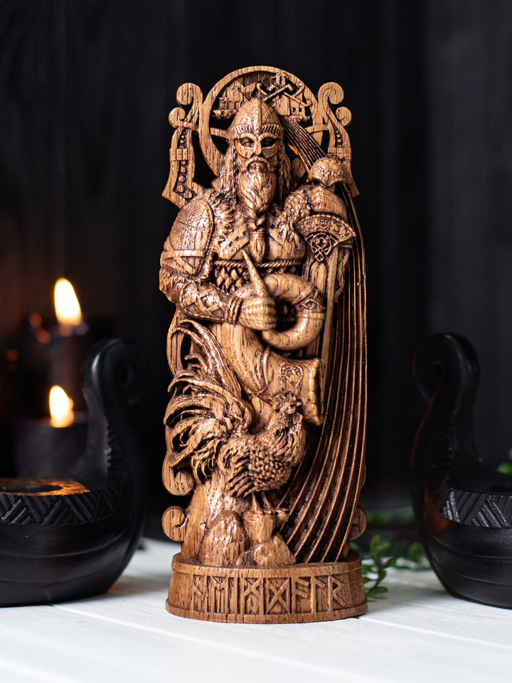 Heimdall Figure - Norse God with Horn and Rainbow Bridge