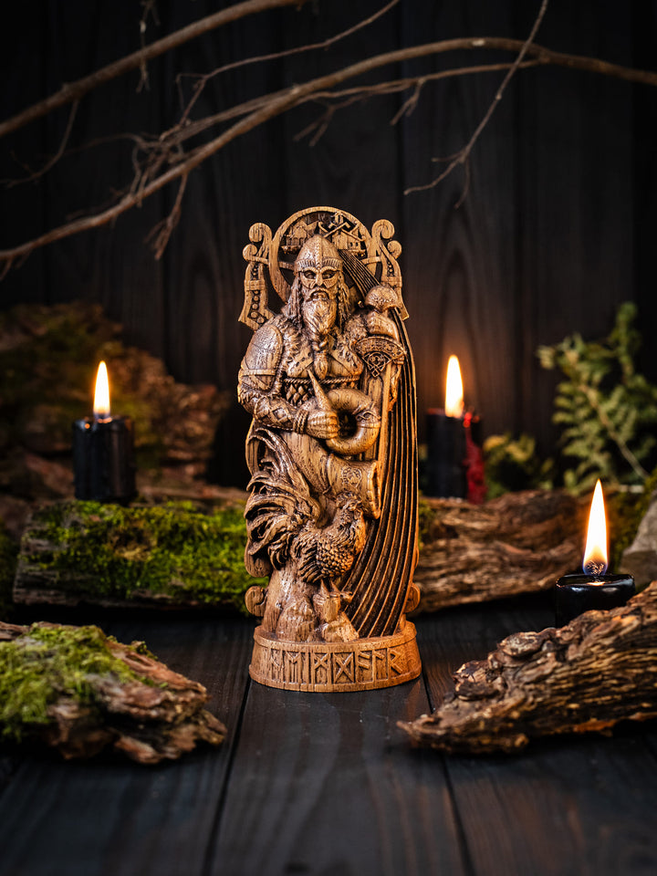 Heimdall Figure - Norse God with Horn and Rainbow Bridge