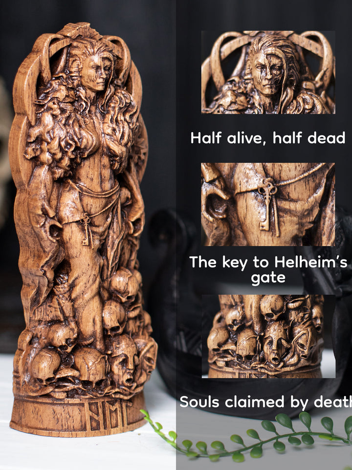 Hel the Norse Goddess, Wooden statue, for Pagan Altar kit