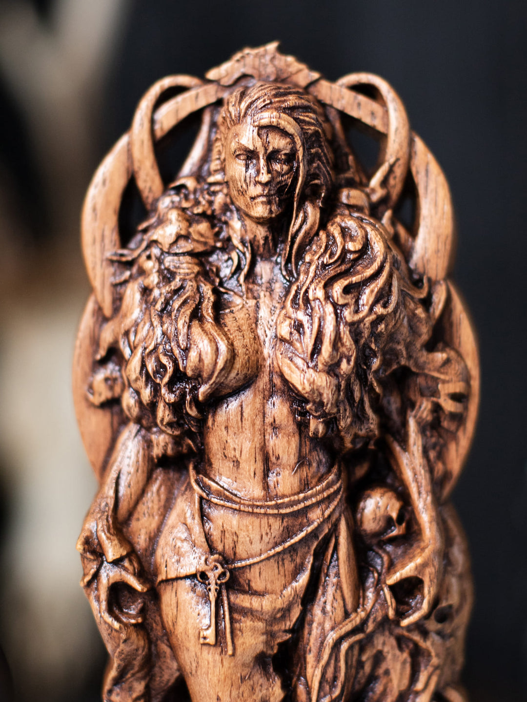 Hel the Norse Goddess, Wooden statue, for Pagan Altar kit