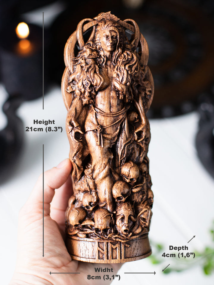 Hel the Norse Goddess, Wooden statue, for Pagan Altar kit
