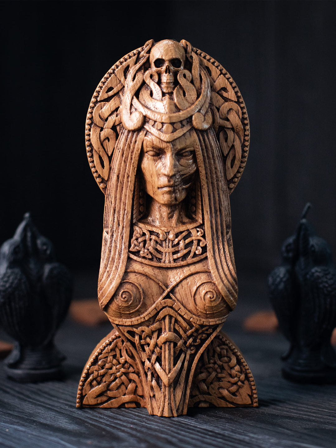 Hel Bust - Norse Goddess with Skull and Half-Decayed Face