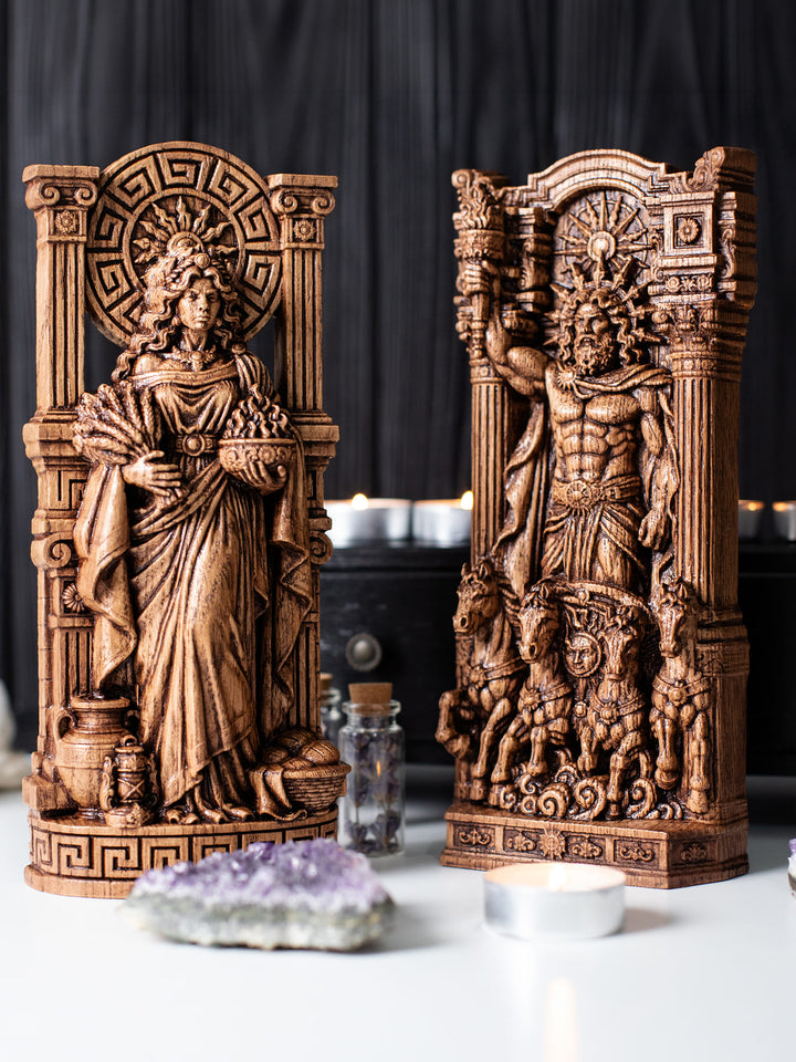 Helios Sun God Wooden Statue