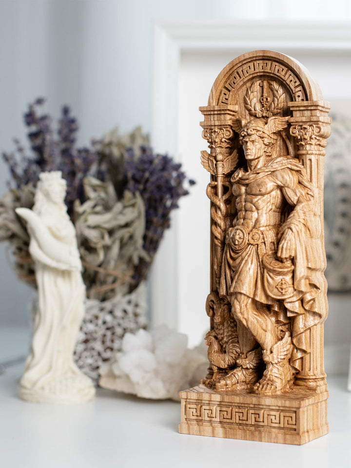 Hermes Statue Greek God of Travel – Wood Carving
