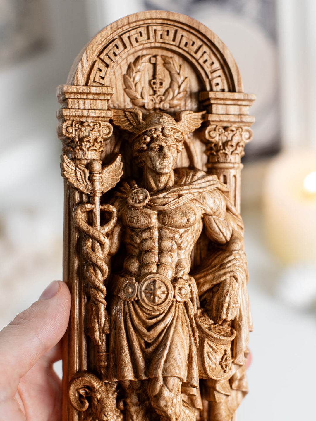 Hermes Statue Greek God of Travel – Wood Carving