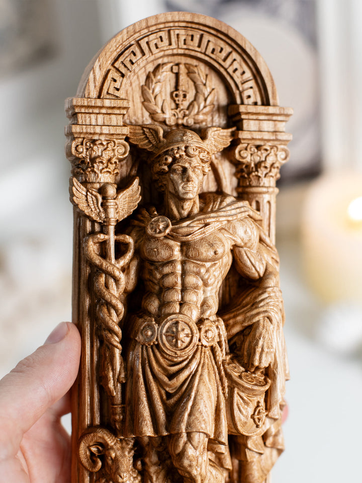 Hermes Statue Greek God of Travel – Wood Carving