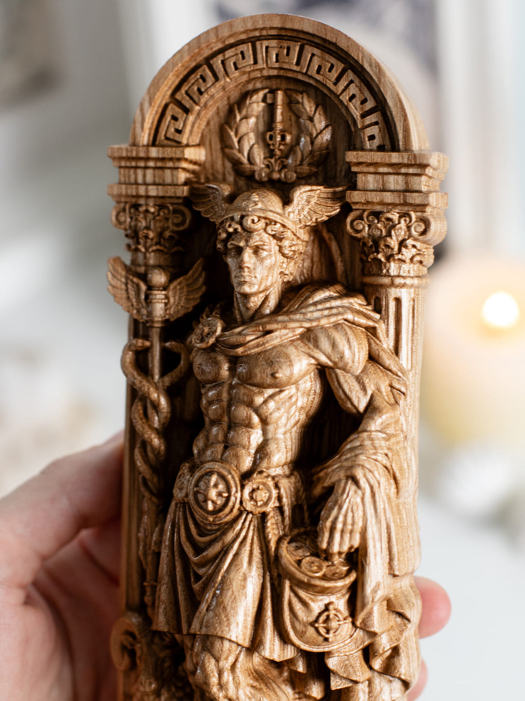 Hermes Statue Greek God of Travel – Wood Carving