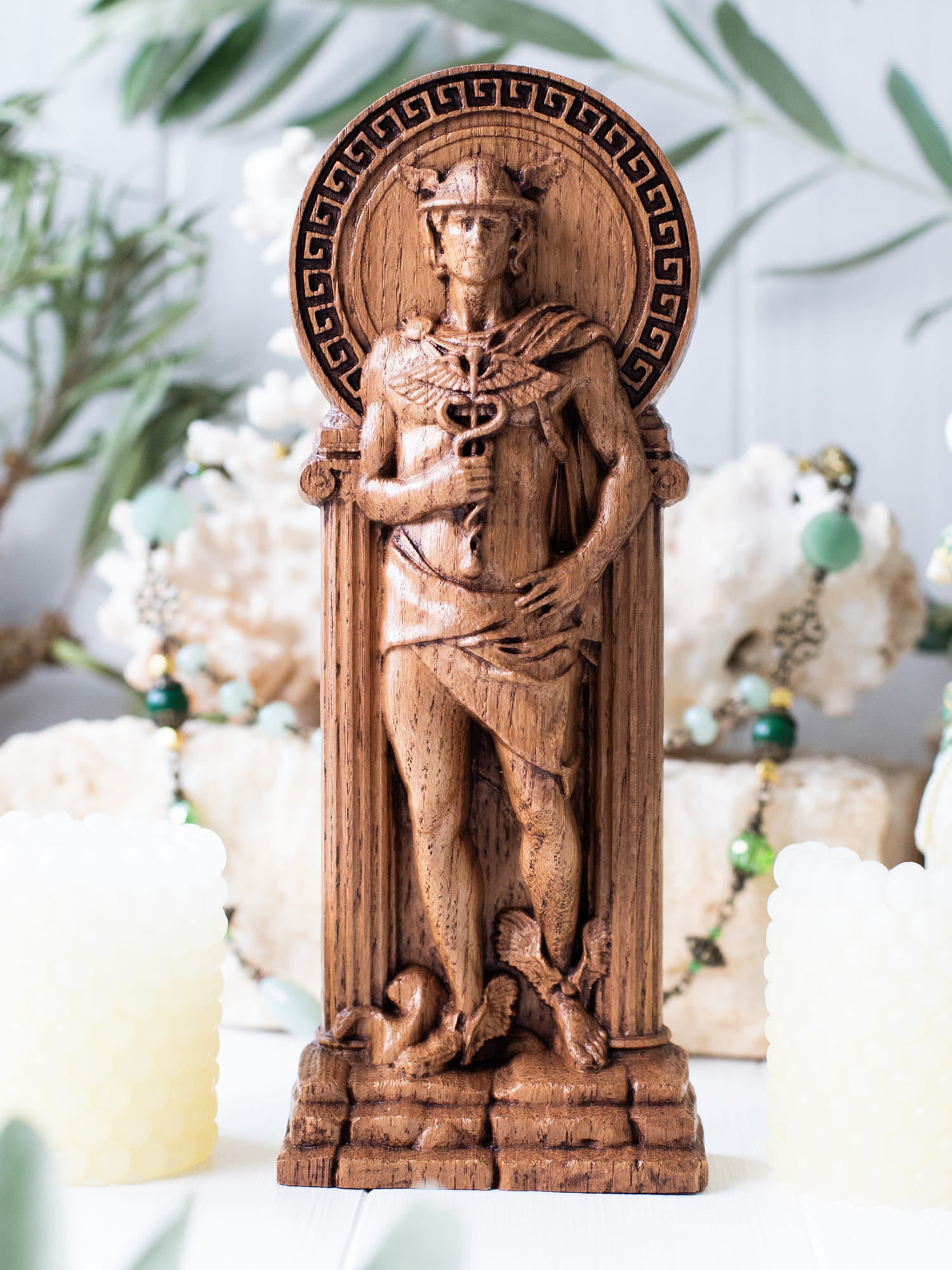 Greek God Hermes, Wooden statue for Pagan Altar kit – Blagowood