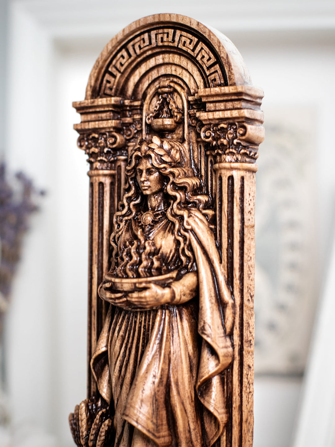 Hestia Greek Goddess Wooden Statue