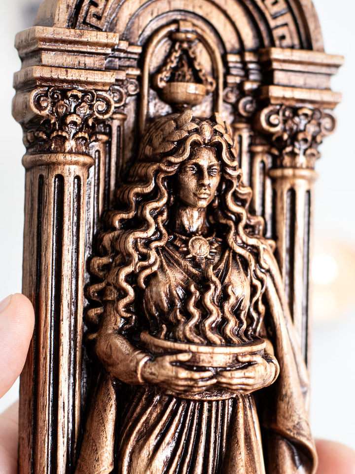 Hestia Greek Goddess Wooden Statue