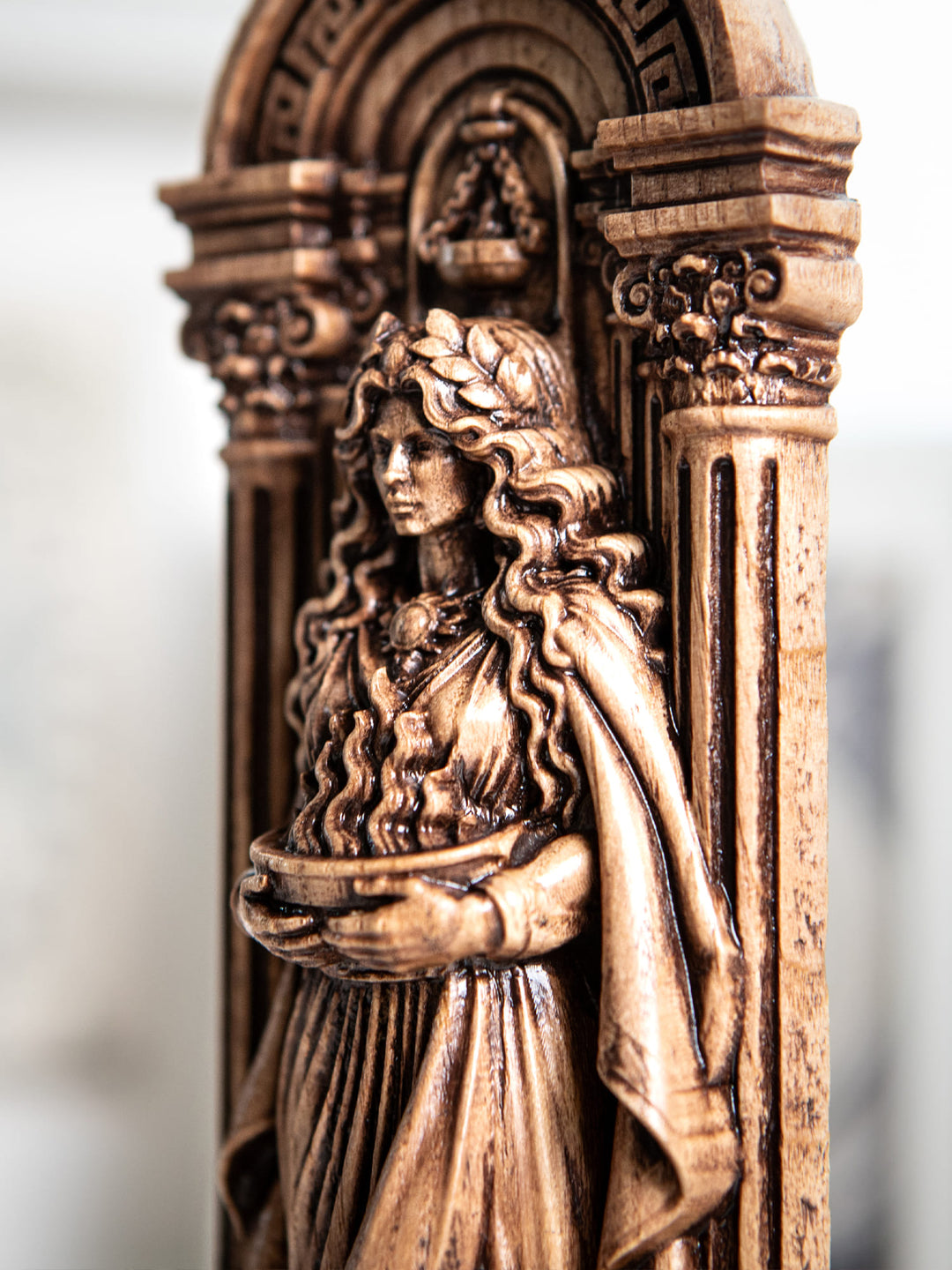 Hestia Greek Goddess Wooden Statue