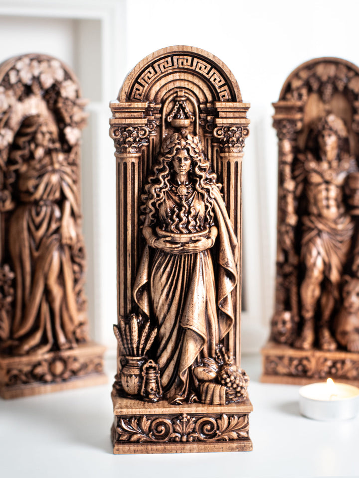 Hestia Greek Goddess Wooden Statue