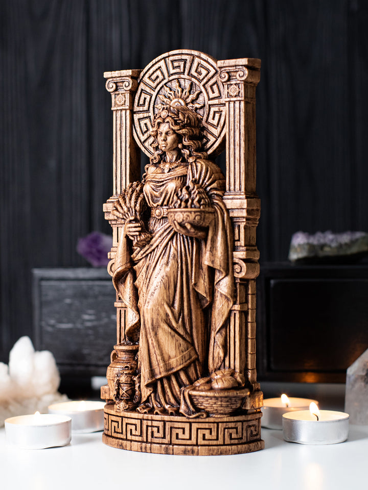 Hestia Statue Wood Carving Greek Goddess