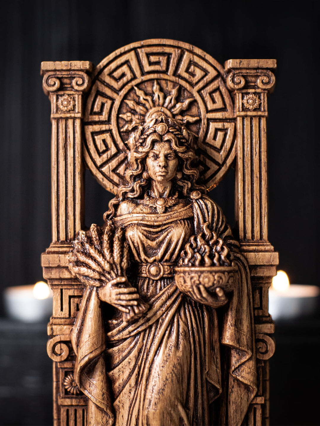 Hestia Statue Wood Carving Greek Goddess