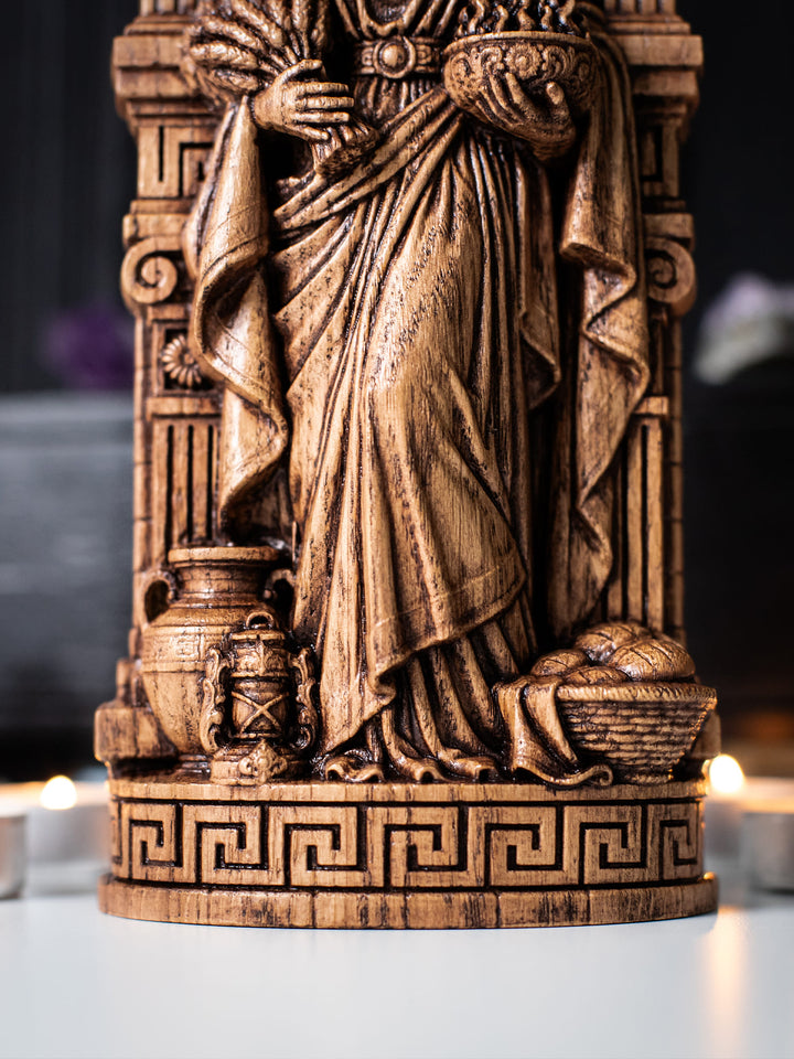 Hestia Statue Wood Carving Greek Goddess