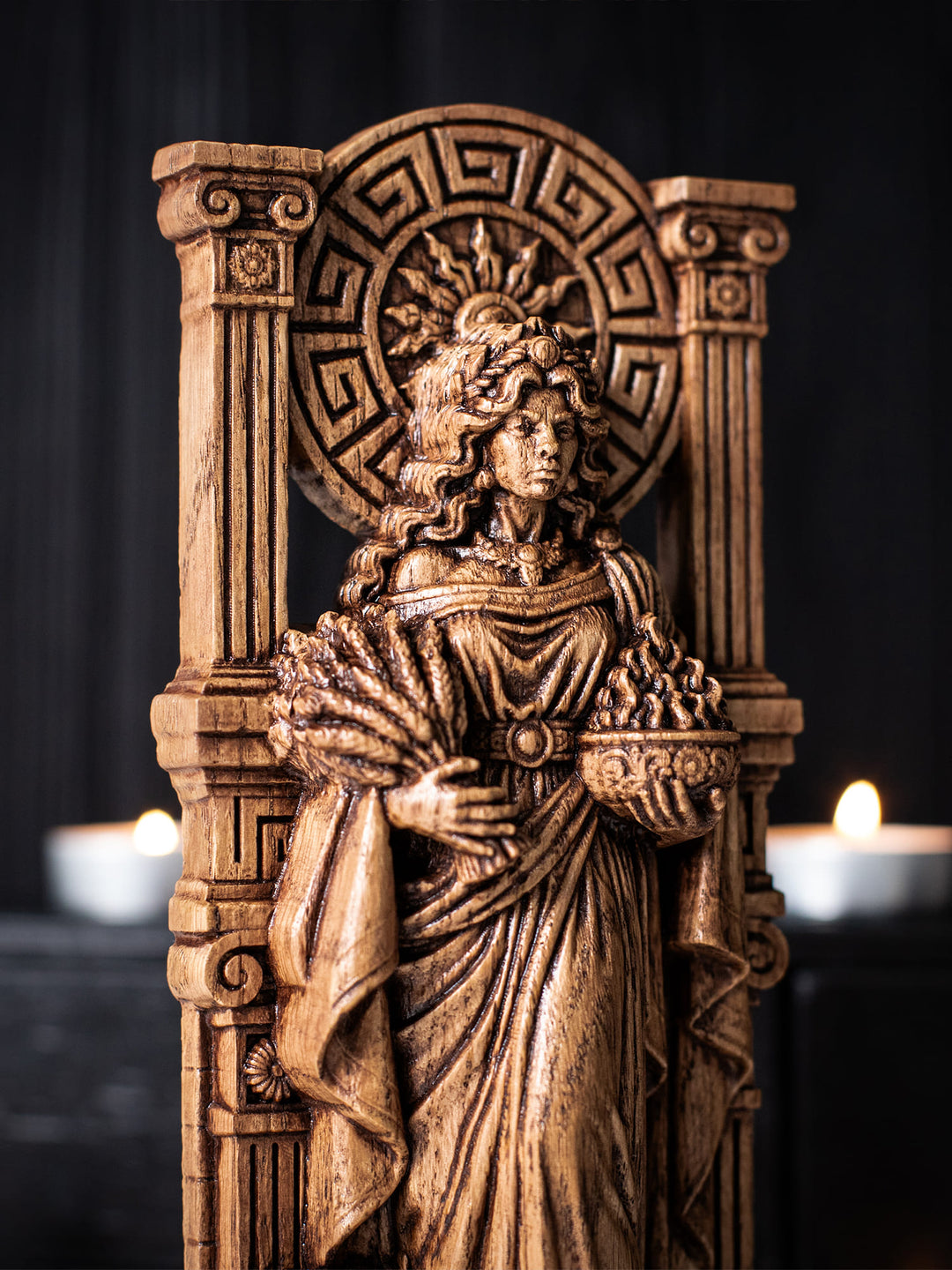 Hestia Statue Wood Carving Greek Goddess