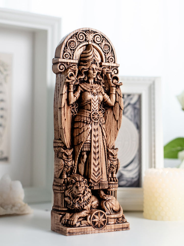 Inanna Statue Ishtar Goddess Wood Carving Decor
