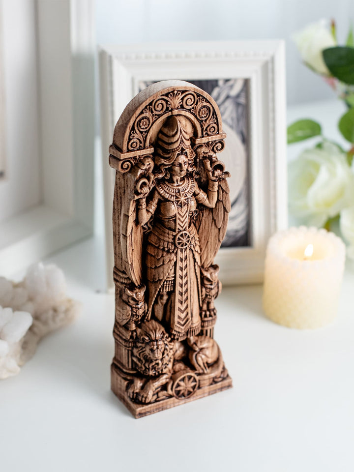 Inanna Statue Ishtar Goddess Wood Carving Decor