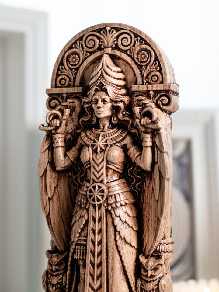 Inanna Statue Ishtar Goddess Wood Carving Decor