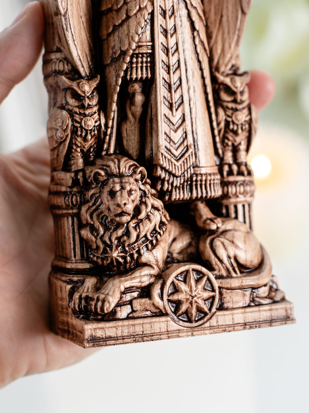 Inanna Statue Ishtar Goddess Wood Carving Decor