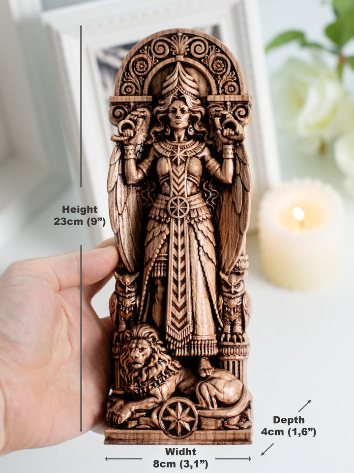 Inanna Statue Ishtar Goddess Wood Carving Decor