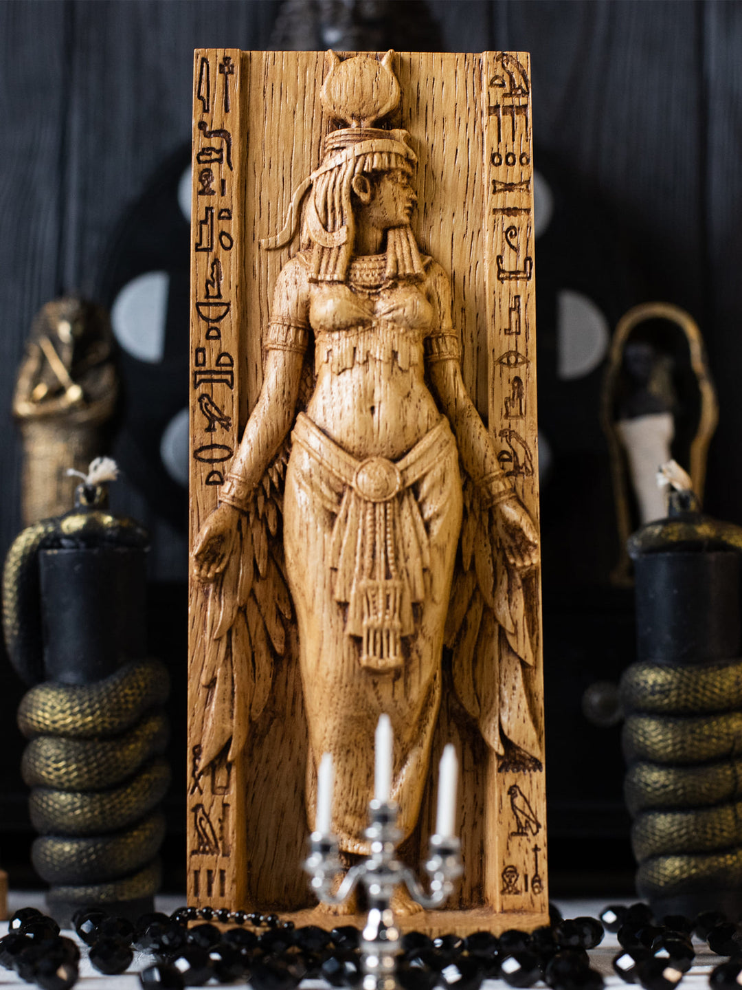 Egyptian Goddess Isis | Wooden figurine for Pagan Altar kit