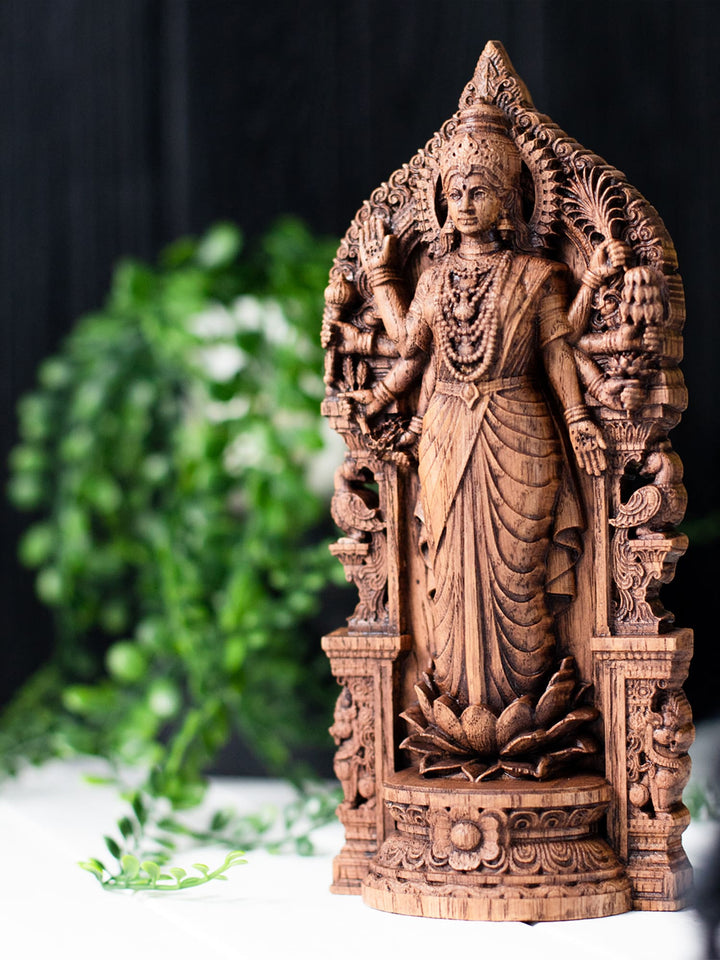 Dhanya Lakshmi Statue – Lakshmi Ji on Lotus for Mandir & Diwali Decor