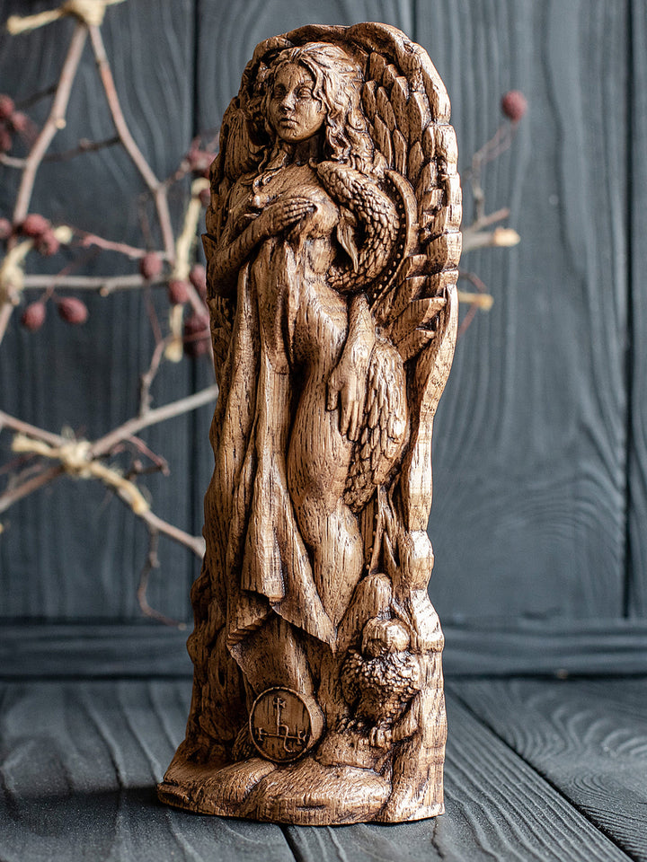Lilith Wooden Figurine: Goddess of Independence and Night