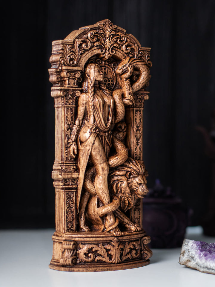 Lilith Statue Divine Feminine – Witchcraft Wood Carving