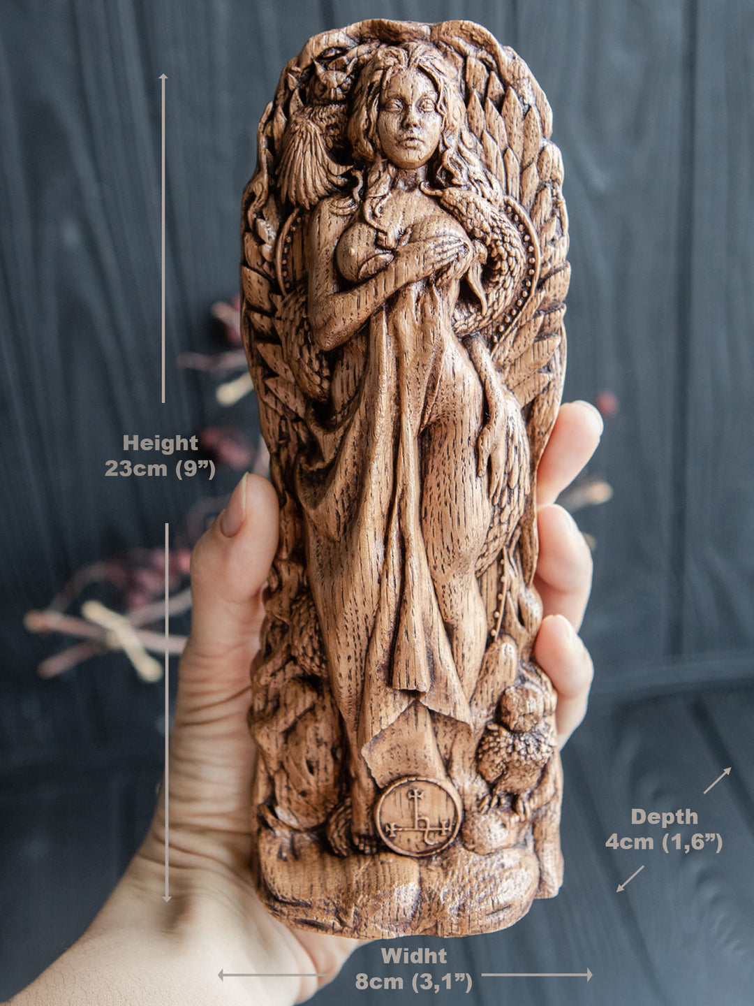 Lilith Wooden Figurine: Goddess of Independence and Night