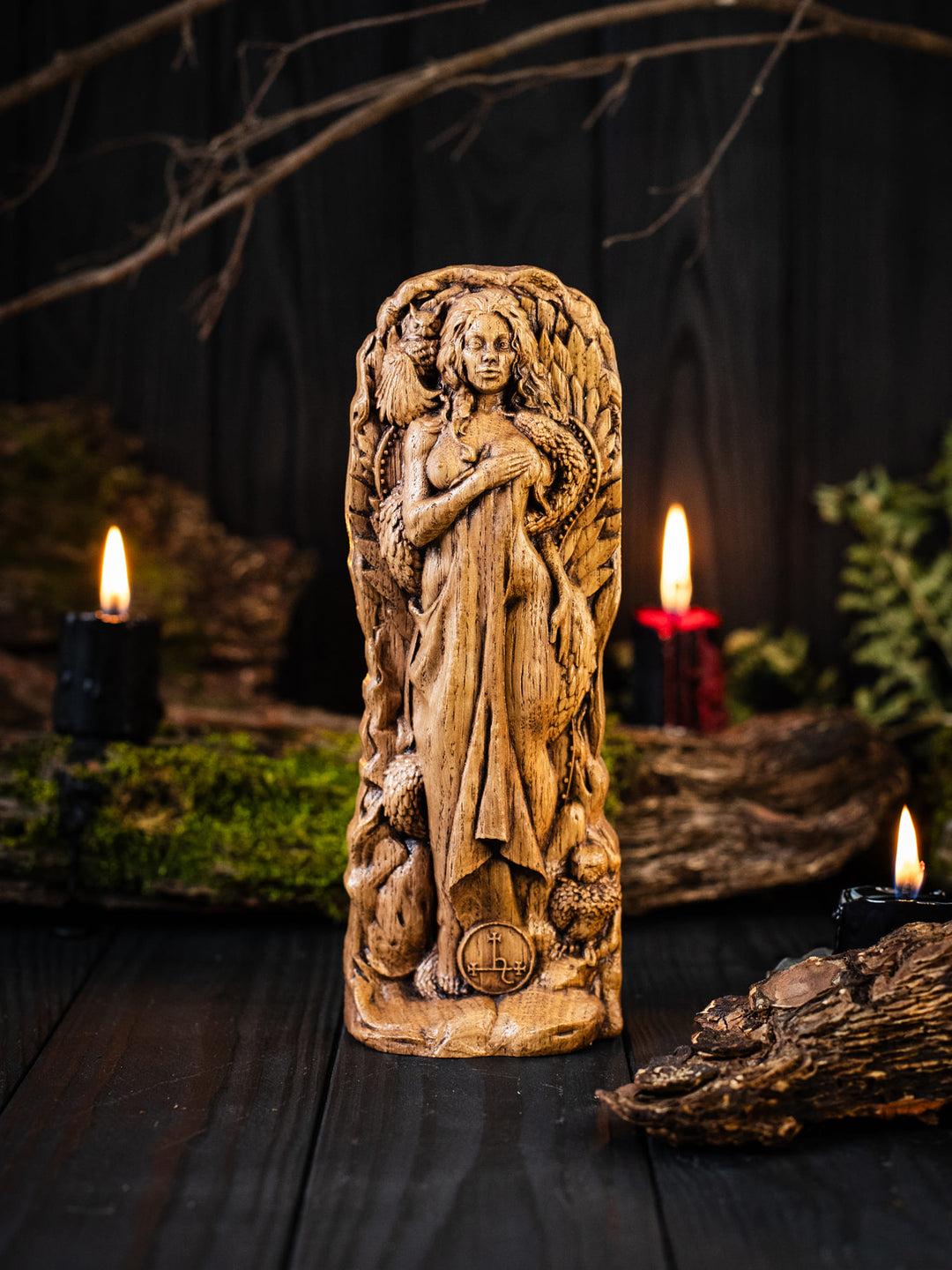 Lilith Wooden Figurine: Goddess of Independence and Night