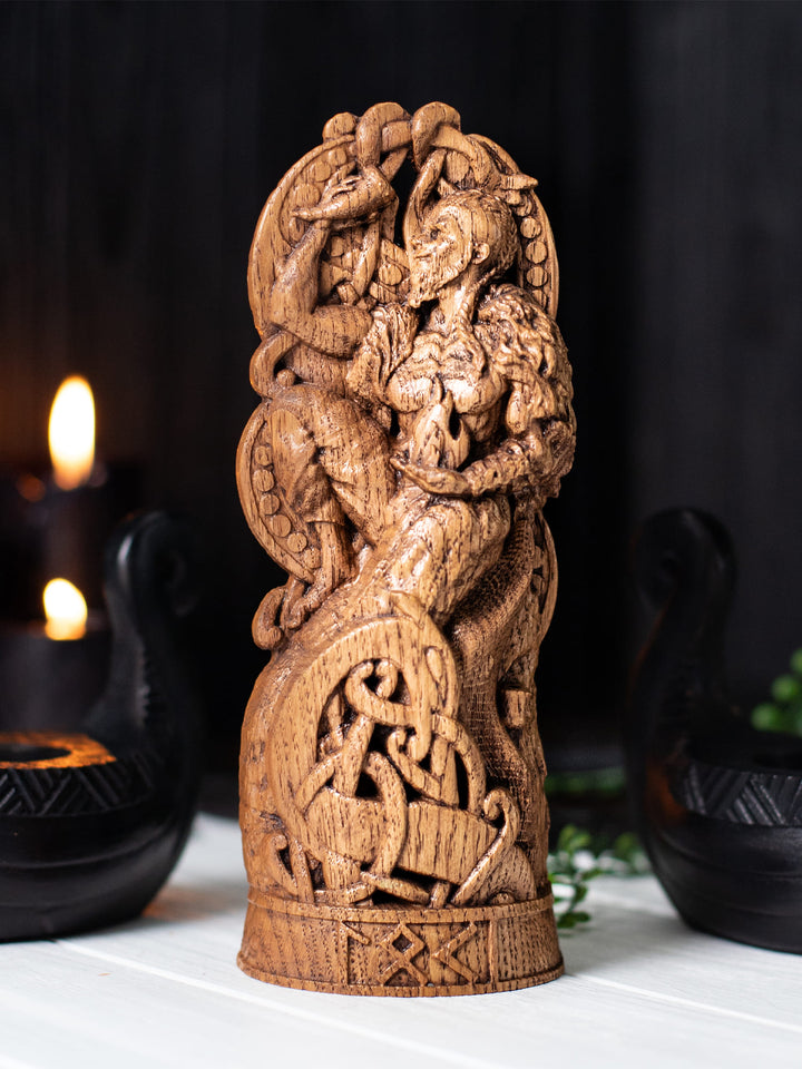 Loki, Norse God, Wooden statue, for Pagan Altar kit
