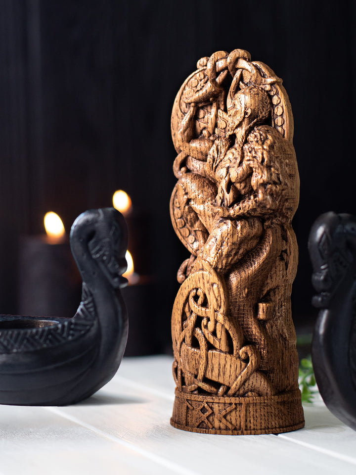 Loki, Norse God, Wooden statue, for Pagan Altar kit