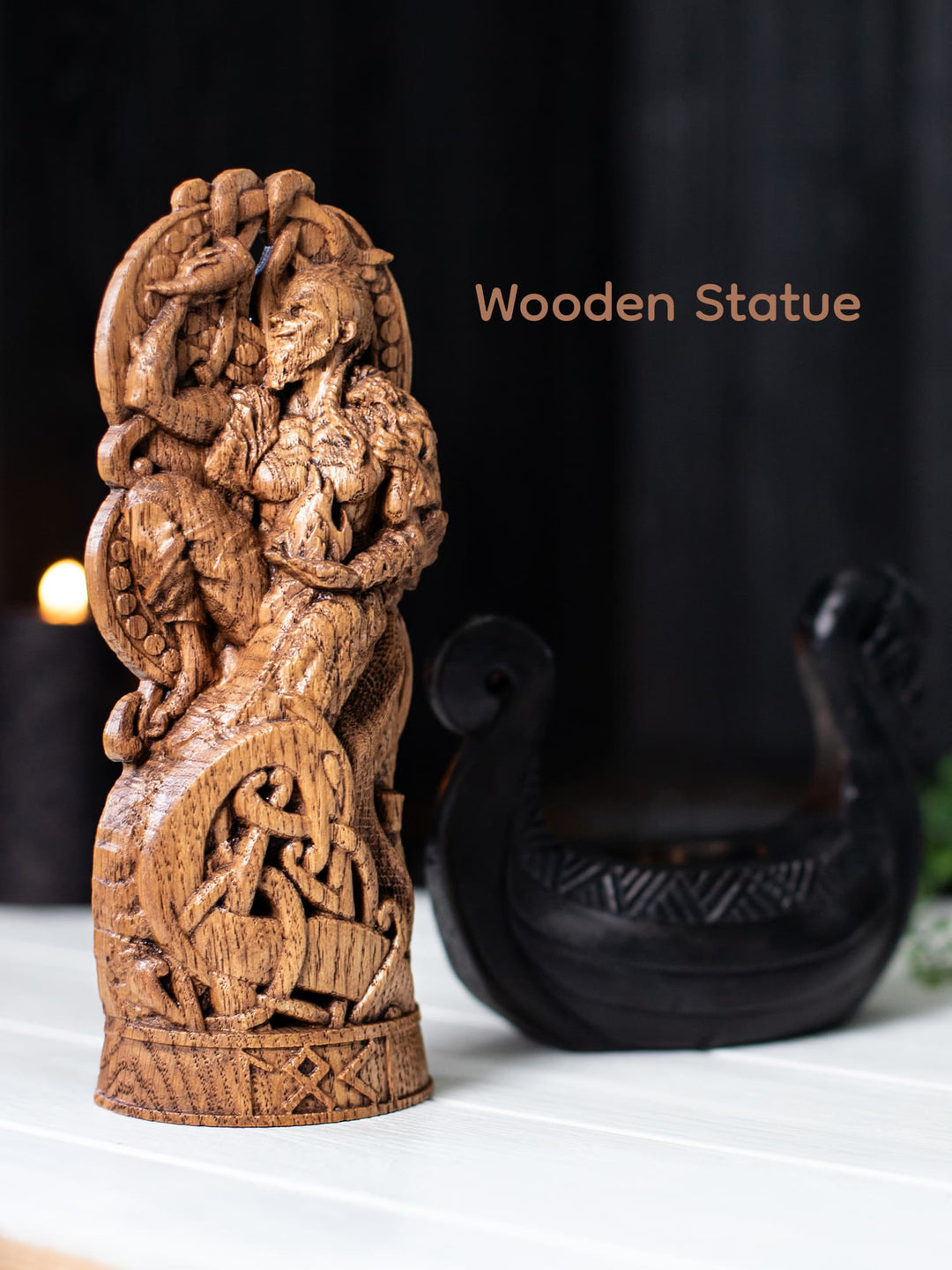 Loki, Norse God, Wooden statue, for Pagan Altar kit